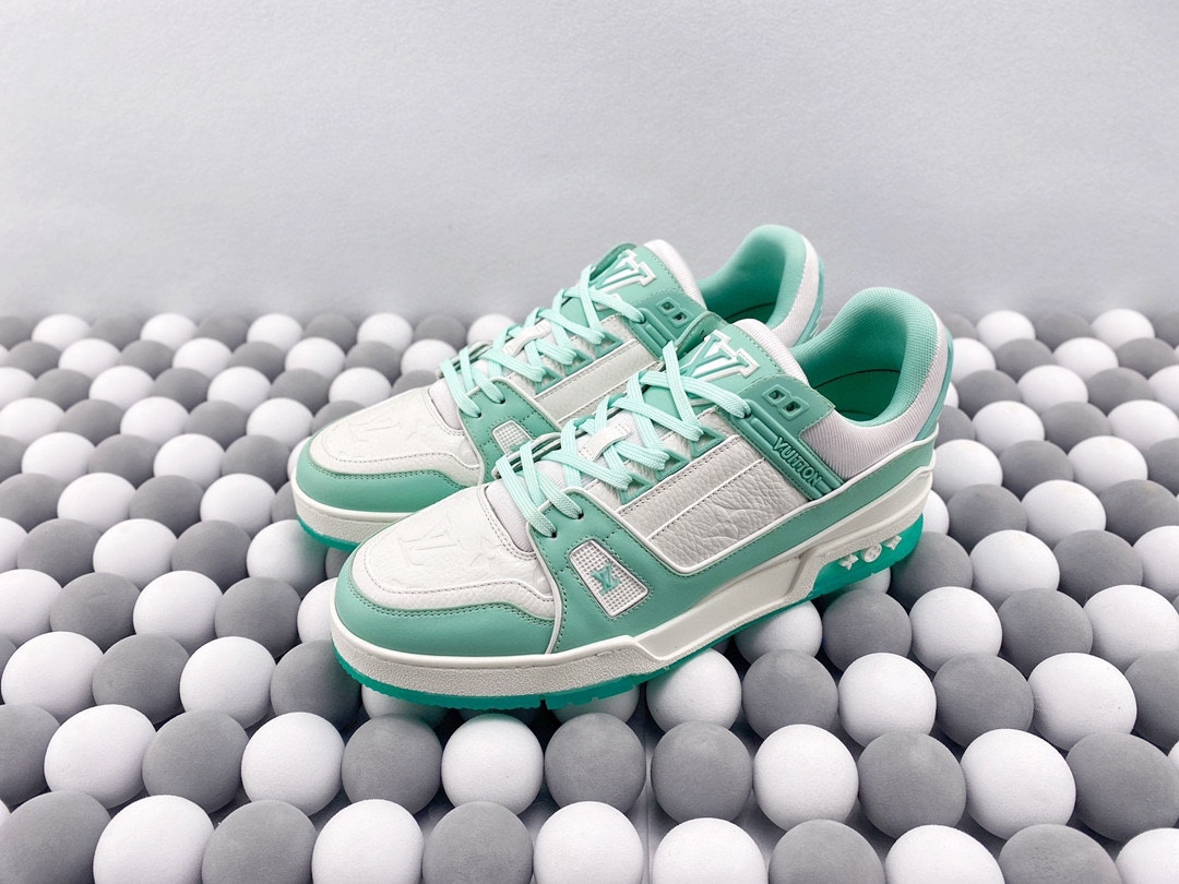 Louis Vuitton Green & White Trainer Shoes