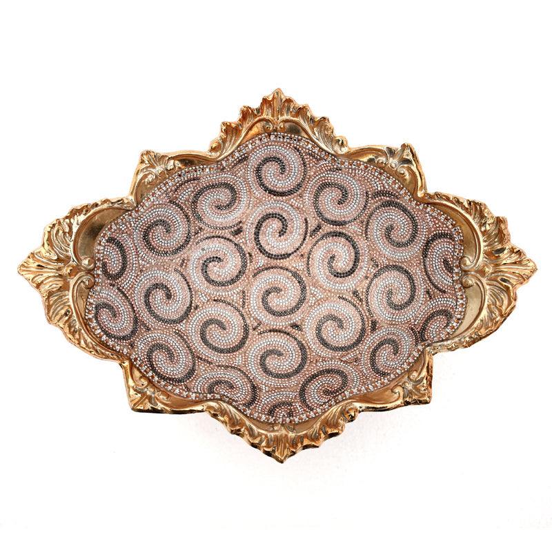 Ambrose Gold Plated Crystal Embellished Floral Ceramic Plate (16.5 In.