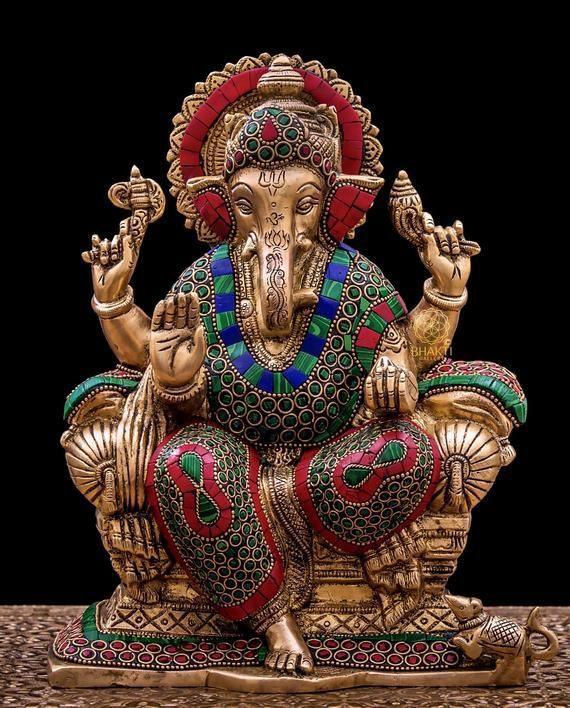 Lord Ganesh Hindu Statue Copper pooja idol home decor statue ornament