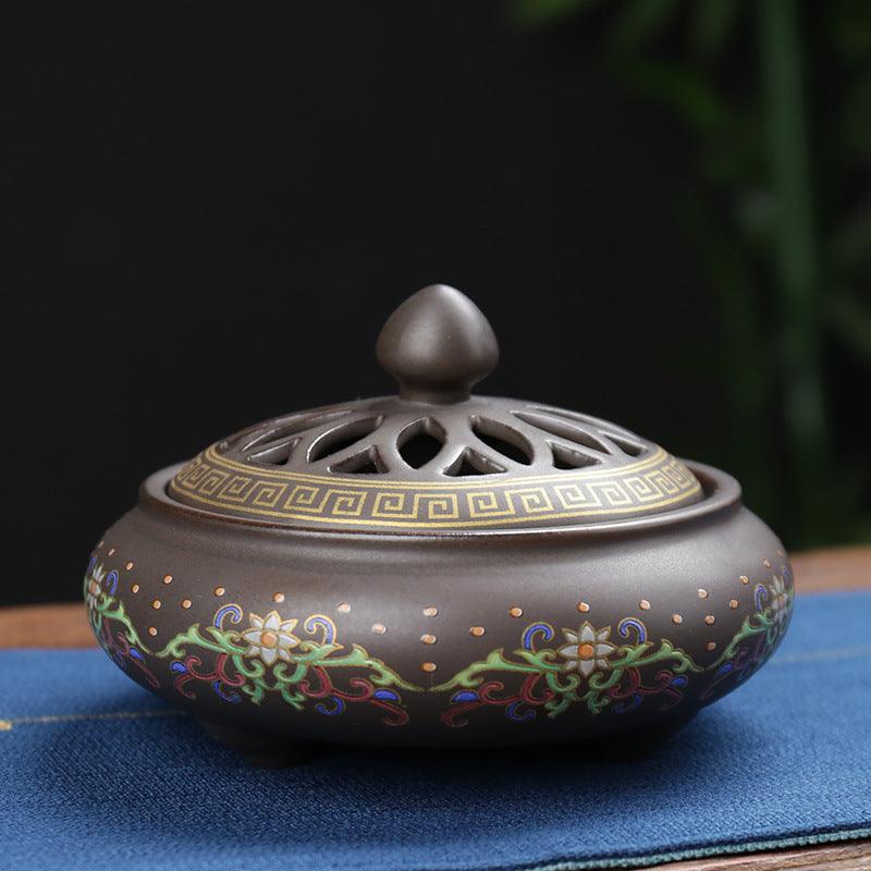 Ceramic Blue Incense Burner Handicraft Ornaments Backflow Aroma Diffuser Creative Home Bedroom Incense Stick Incense Road Enamel New Style