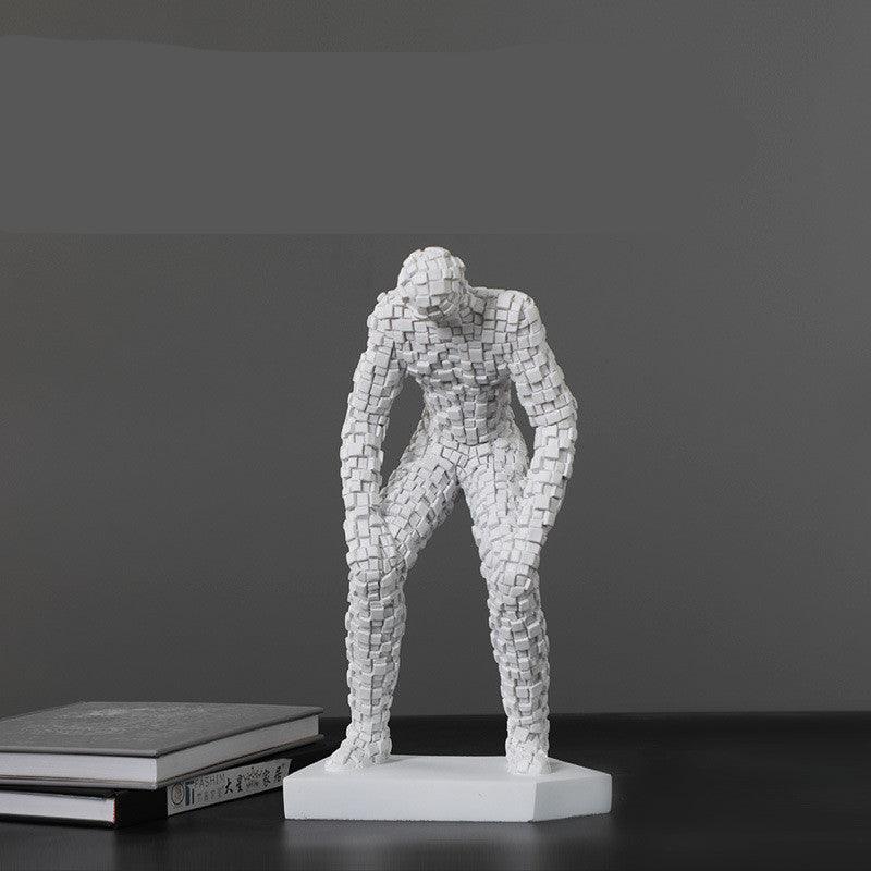 Mosaic Abstract Figure Ornaments Half Squat Chest Resin