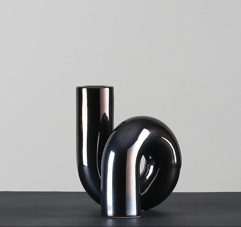 Light Luxury Curved Creative Ceramic Vase Ornaments