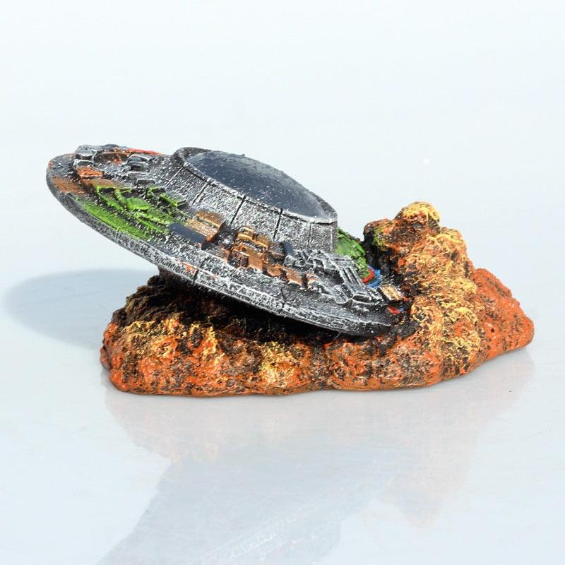 Creative Fish Tank Landscaping Ornaments UFO Wreckage