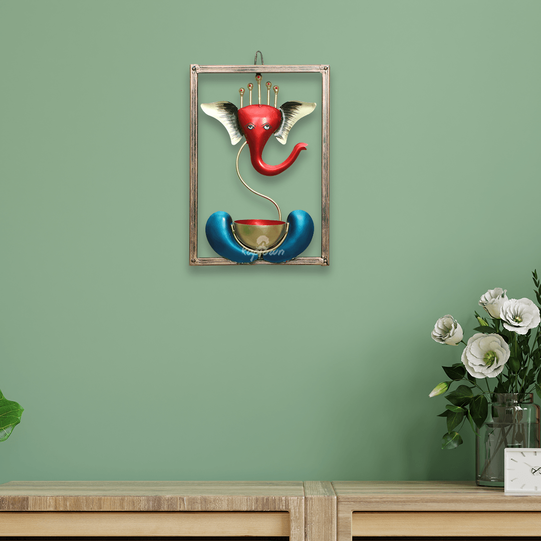 Ganesha Wall Hanging Home Decor Antique Look Handicraft Copper