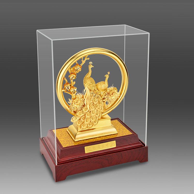 Rich And Auspicious Pure Gold Leaf Peacock Craft Gift Ornaments