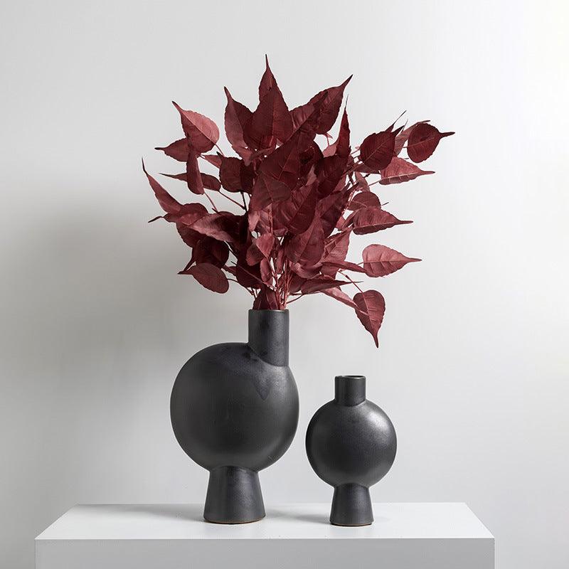 Ceramic Black Small Mouth Vase Ornament Flower Device