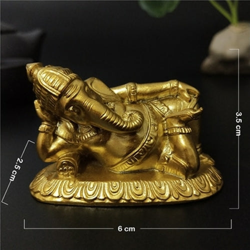Golden Lying Ganesha Statue Hindu God Sculpture Ganesh