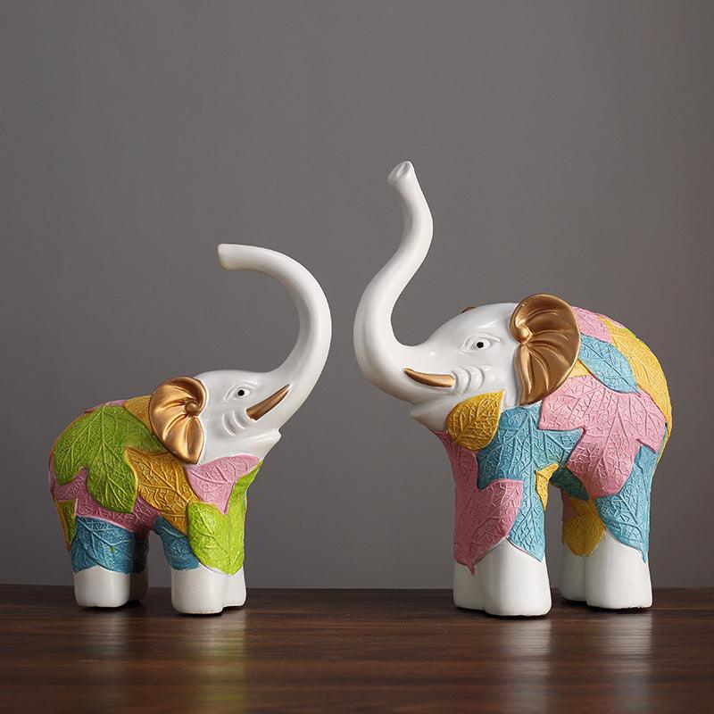 Home Colorful Elephant Ornaments Resin Decorative Crafts