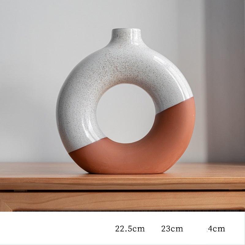 Laterite Half Glazed Round Ceramic Vase Office Desktop Soft Board Room Window