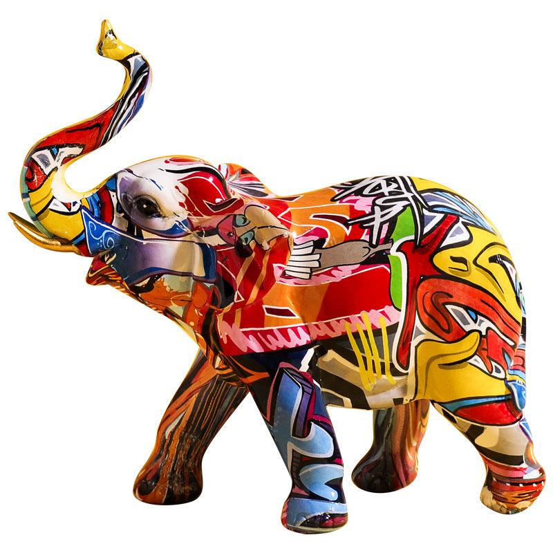 Creative Colorful Elephant Resin Handicraft Decoration Home Living Room