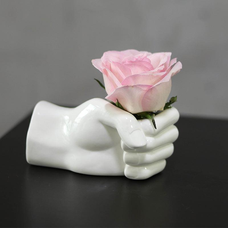 Creative hand shape of ceramic vase