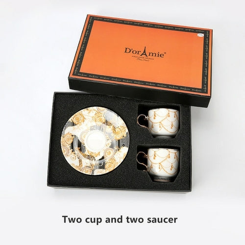 New Year Gift Turkish Style Luxury Ceramic Coffee Cups and Saucer Set