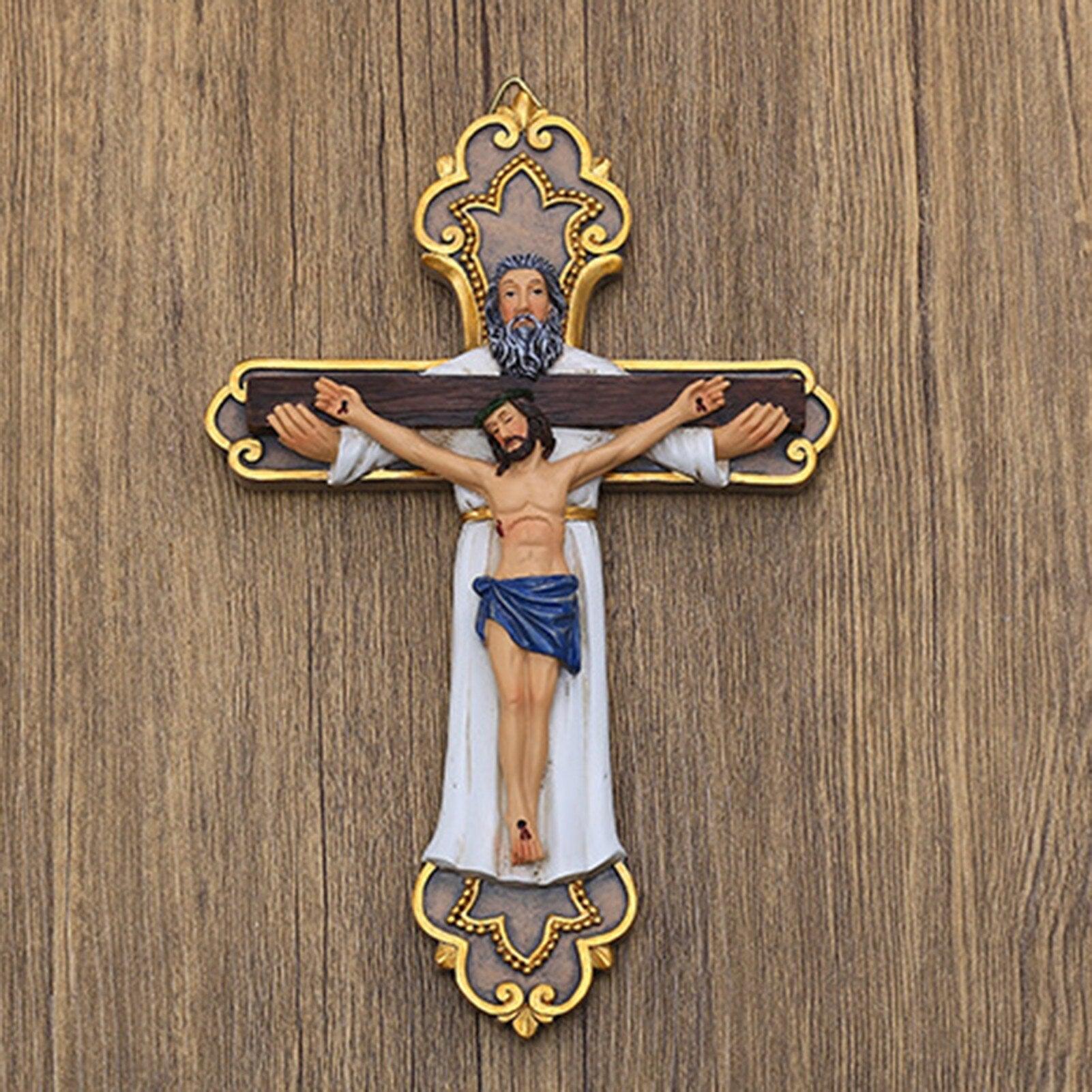 Jesus Decor Religious Divine Crucifix Statue Ornament Colored Catholic