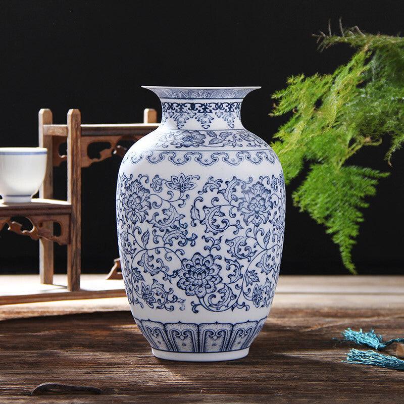 Pottery Classical Blue And White Vase Handicraft Ornaments