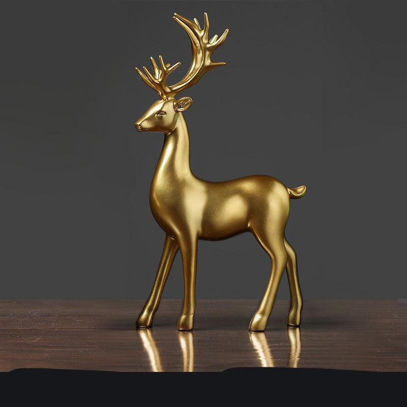 Golden Deer Animal Resin Crafts Sculpture Living Room Decoration Festival Gifts