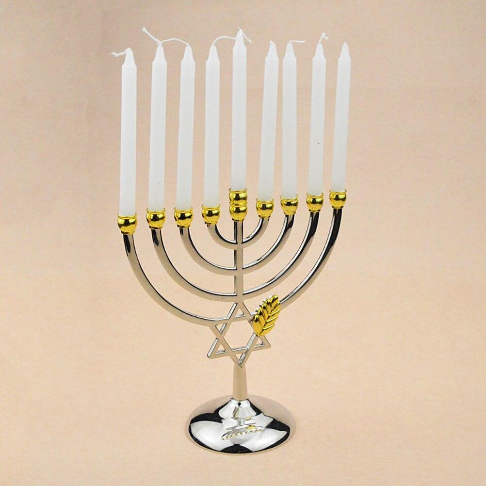 Jewish Candle Holder 9 Branch Candlestick Metal Candle Holder Hanukkah