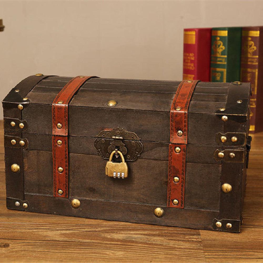 Retro Old Antique Treasure Chest Background Decorative Ornaments