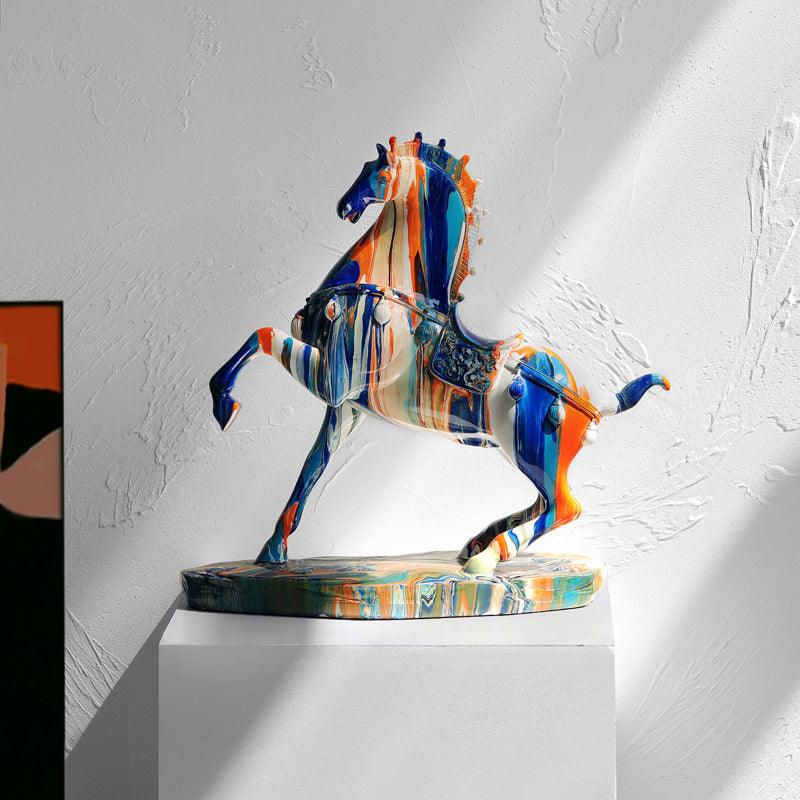 Nordic Art Ceramic Camouflage High-End Horse Ornaments