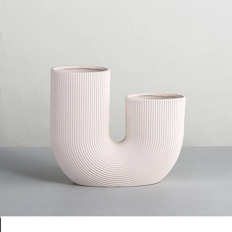 Bossi Home Furnishing Creative U-shaped Ceramic Vase Handicraft Decoration Soft Decoration Model Room Decoration Dry Flower Arrangement