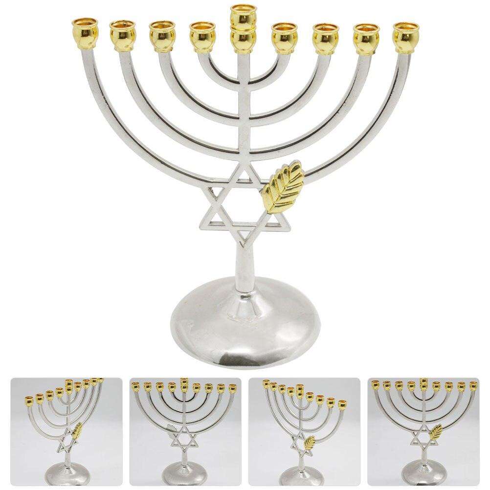 Jewish Candle Holder 9 Branch Candlestick Metal Candle Holder Hanukkah