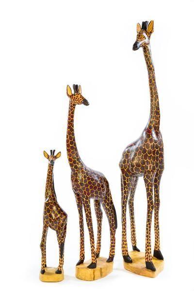 Wooden Jacaranda African Giraffe Sculptures