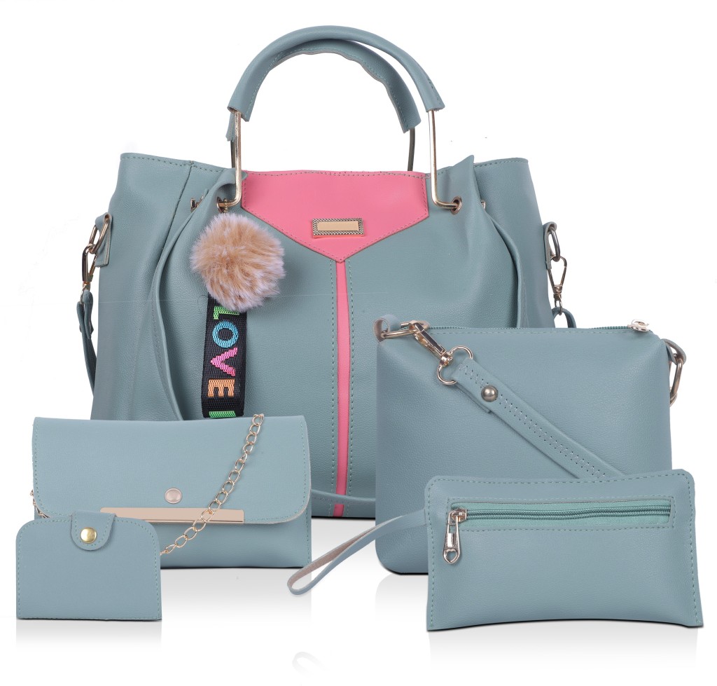 ShezelleWomen Green Hand-held Bag - Extra Spacious(Pack of: 5)