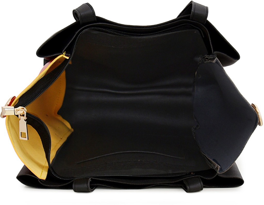 LaFilleWomen Black Hand-held Bag - Regular Size(Pack of: 2)