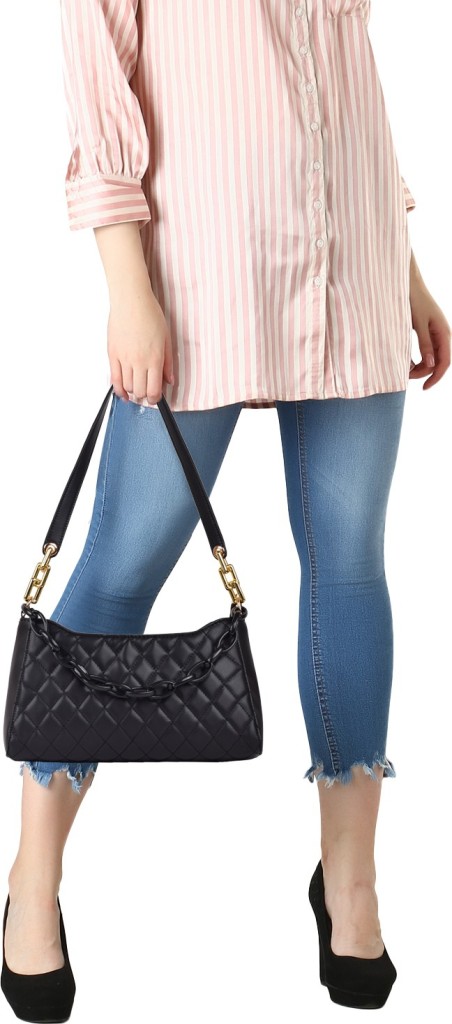 FOMMILWomen Black Shoulder Bag - Regular Size