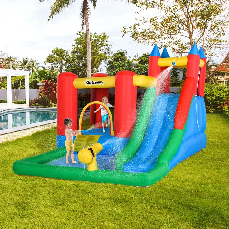 11.5′ x 8.8′ Bounce House with Water Slide and Air Blower