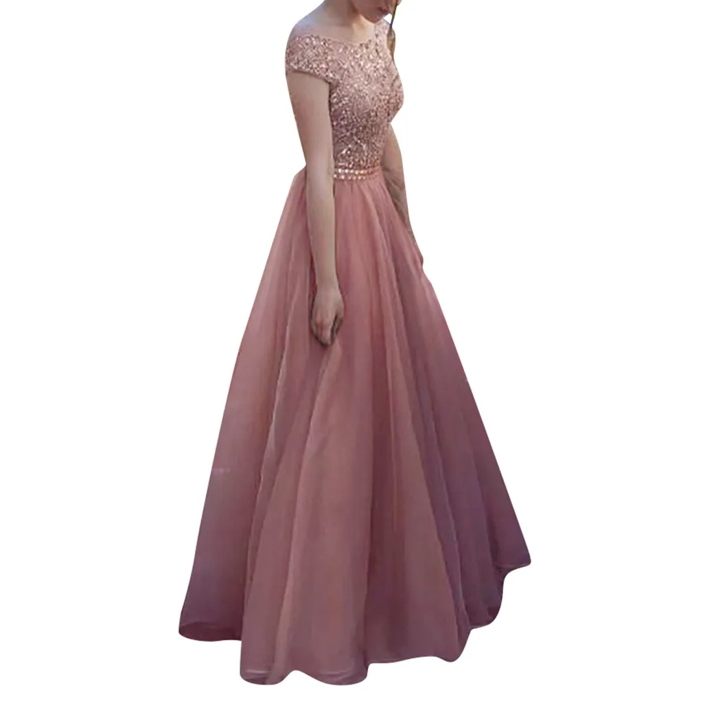 Women Sling Wedding Elegant Shoulder Gauzy pink lace up bridesmaid dresses new spring summer 2023 short Middle long style party