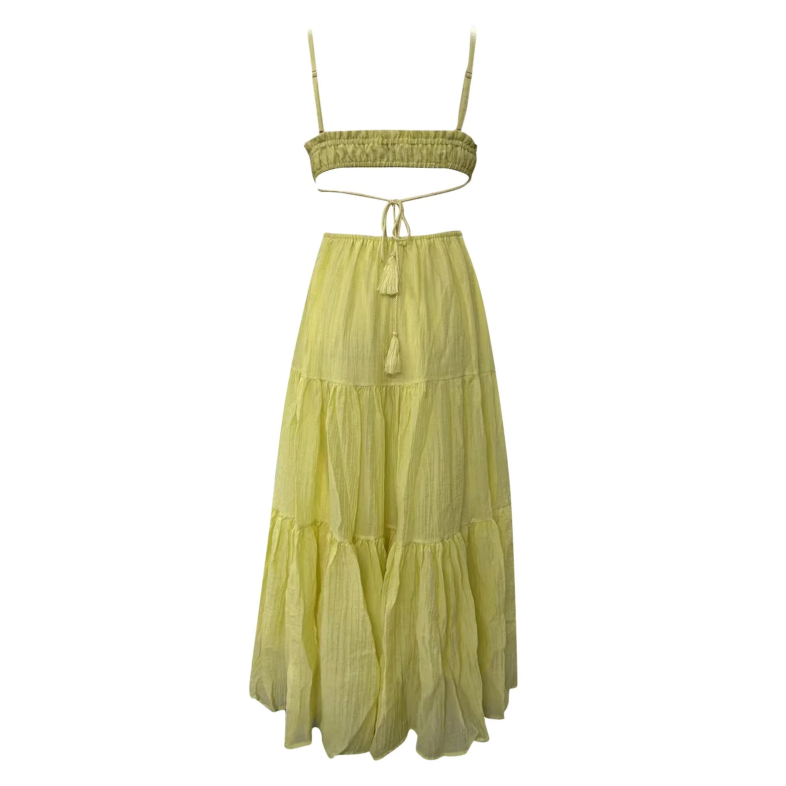 Hot Sale Fashion Sexy Dresses For Women 2023 Sexy Hollow V Neck Sleeveless Solid Panel Large Swing Long Dresses Free Shipping