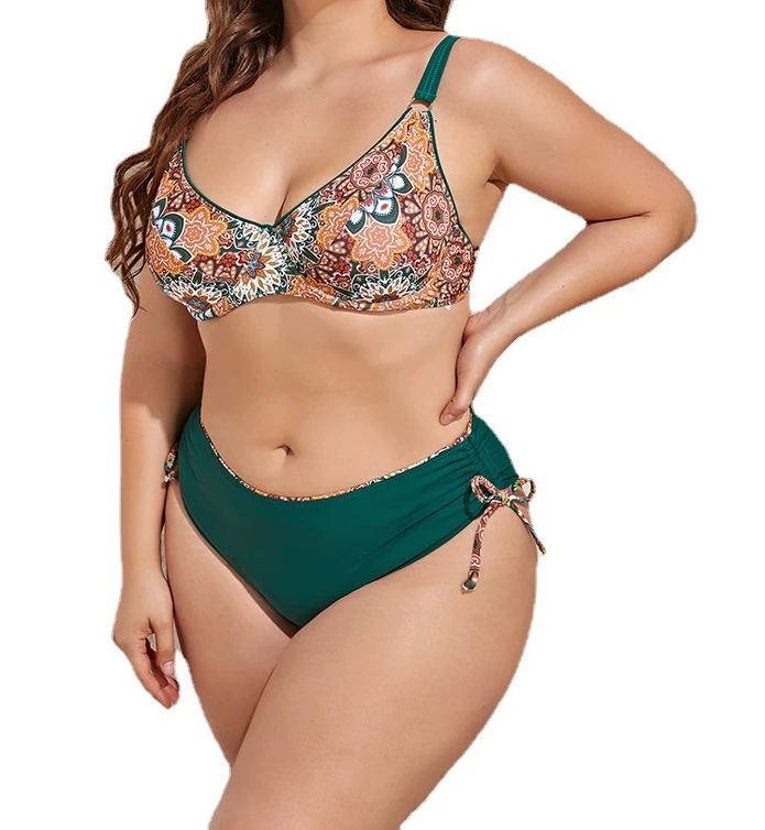 Women Leopard Print Plus Size Two Piece Swimsuits