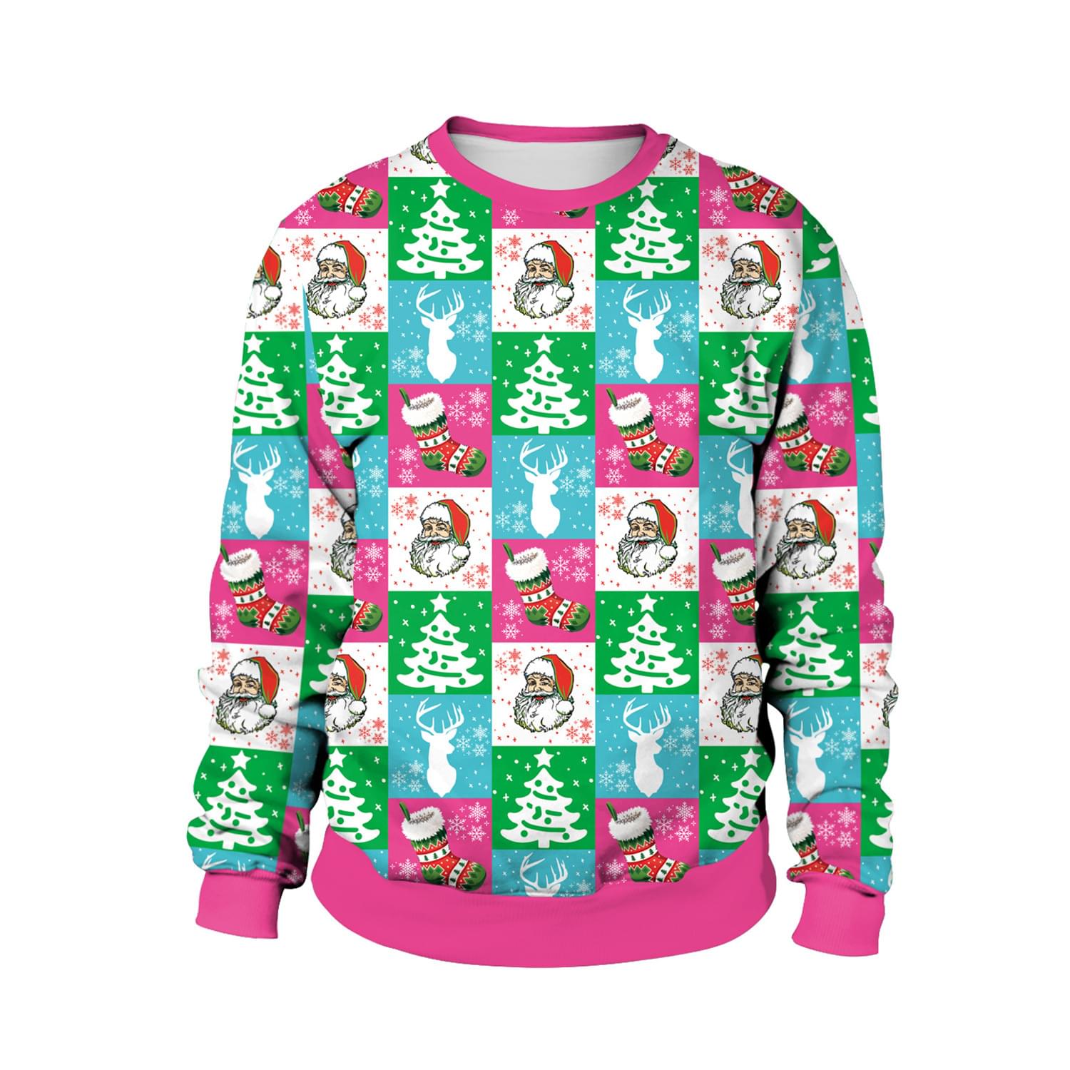 Cute Men Women Santa Claus Print Ugly Christmas Sweatshirt