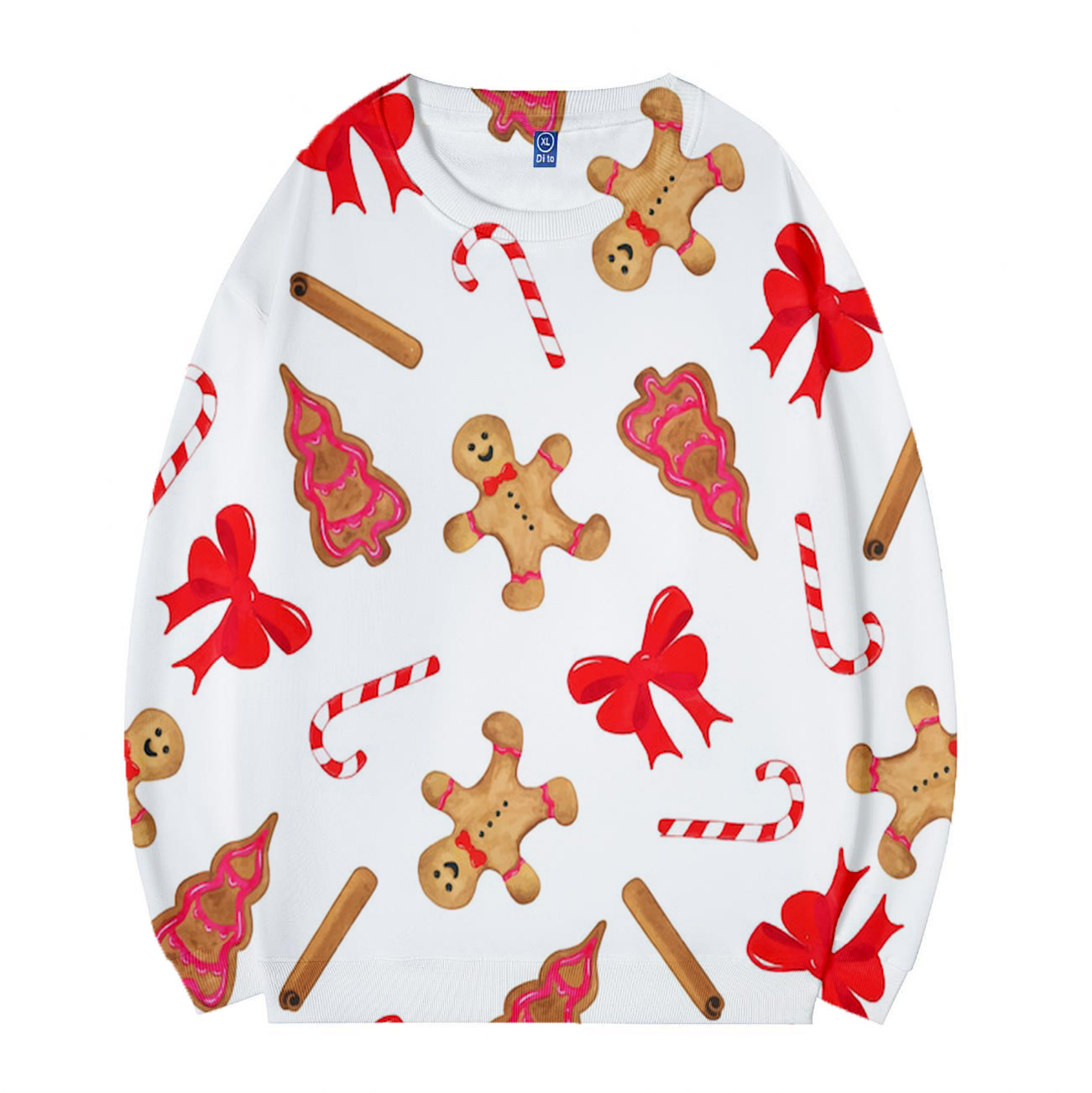 Women Gingerbread Cute Holiday Christmas Sweatshirts White