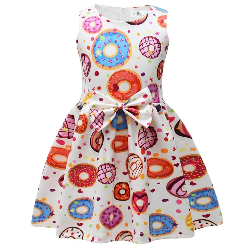 Kids Sleeveless Doughnut Print Summer Dresses
