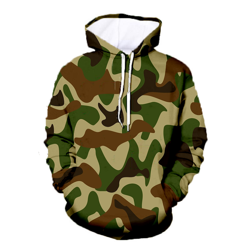 Unisex Pullover Camo Hoodie Sweatshirt Green