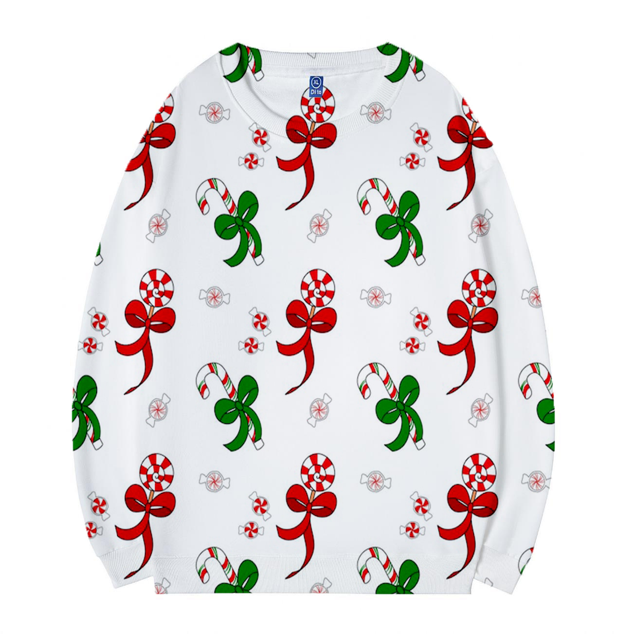Women Lollipops Candy Bow Sweatshirt White
