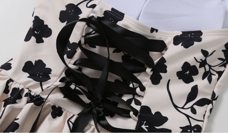 Womens Halter Swim Dress Black Floral One Piece Swimsuit