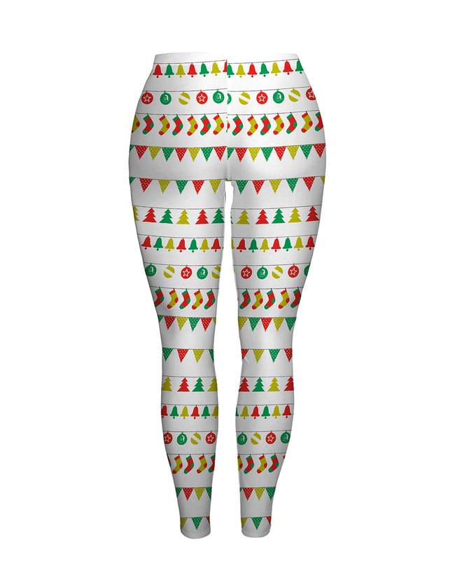 White Christmas  Tree Socks Print Leggings Women