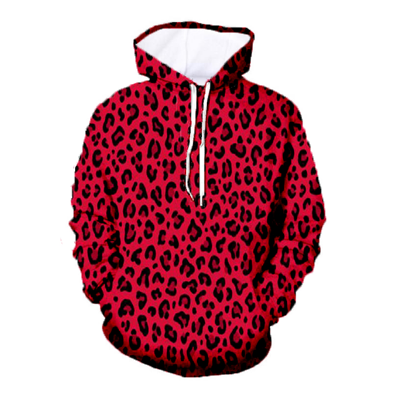 Unisex Pullover Red Leopard Hoodie Sweatshirt