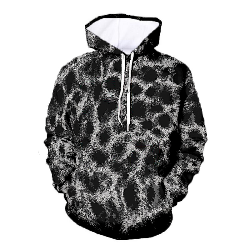 Black Pullover Leopard Hoodie Sweatshirt