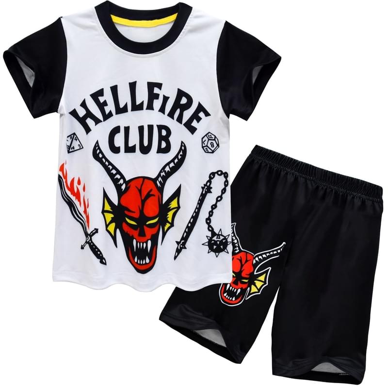 Kids Short Sleeve Hell Fire Club T Shirt 2 Piece Outfits