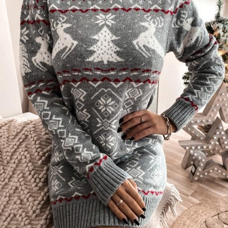 Women Christmas Tree Reindeer Sweaters Dresses