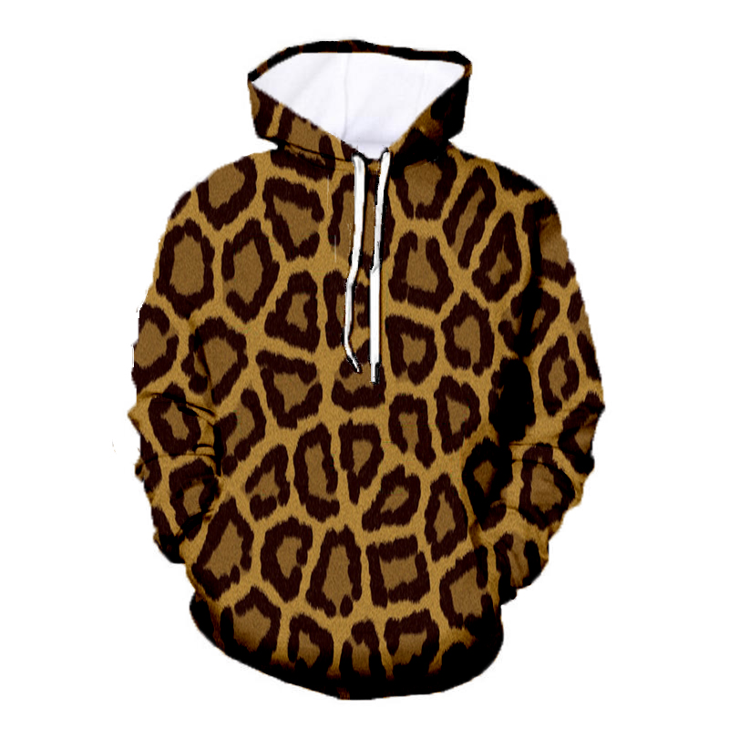Unisex Pullover Brown Leopard Hoodie Sweatshirt