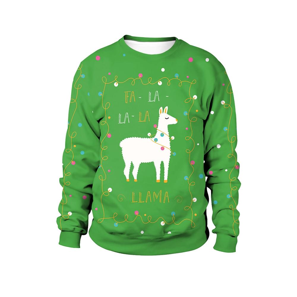 Cute Men Women Llama Print Ugly Christmas Sweatshirt
