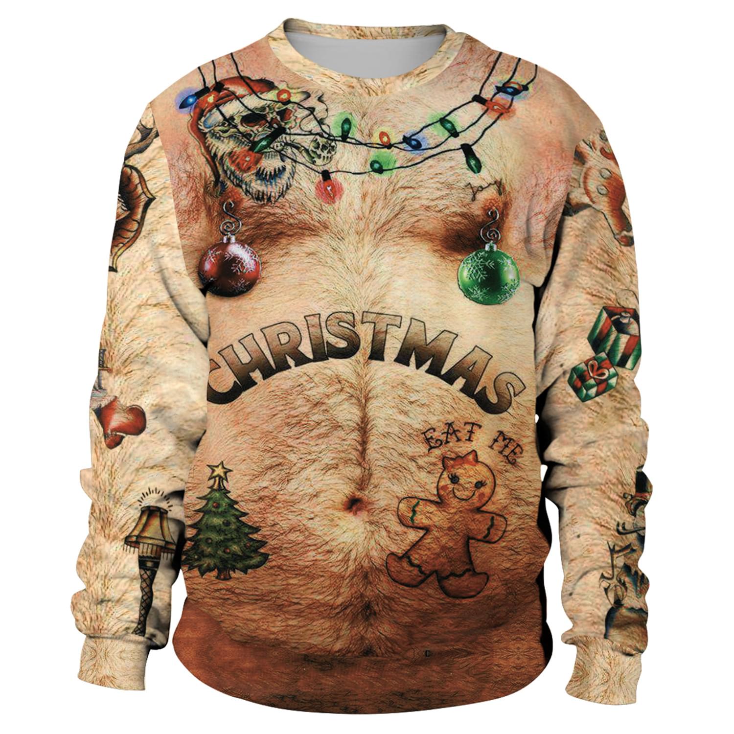 Funny Men Women Hairy Chest Ugly Christmas Sweatshirt