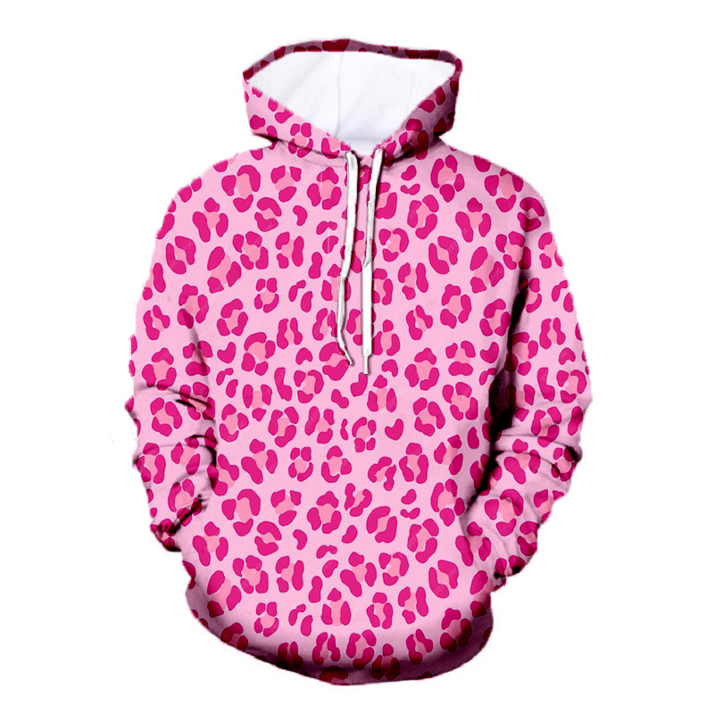 Unisex Pullover Pink Leopard Hoodie Sweatshirt