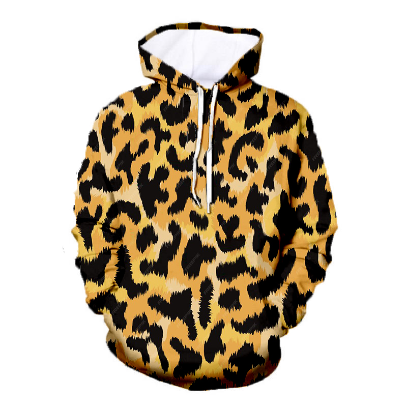 Unisex Pullover Brown Cheetah Print Hoodie Sweatshirt