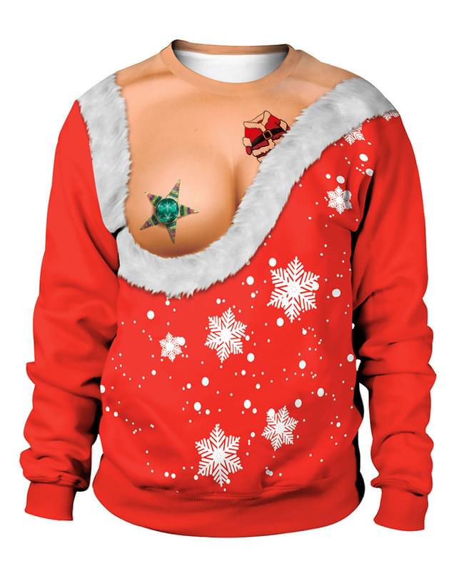 Funny Snowflake 3D Print Ugly Christmas Couples Sweatshirt