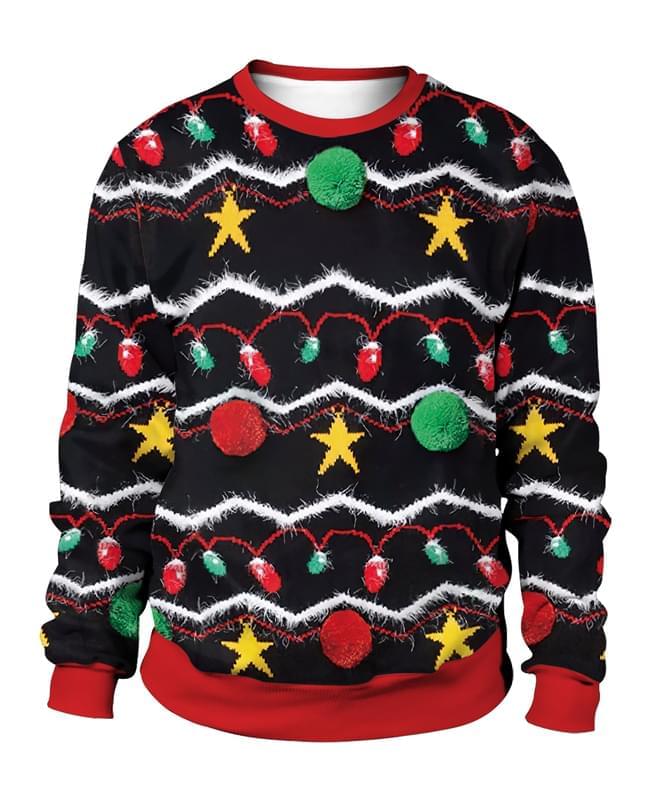 Unisex Christmas Tree Ugly Christmas Sweatshirt Black